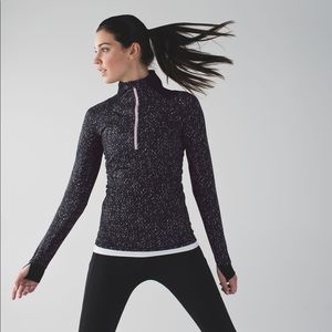 Lululemon Go The Distance 1/2 Zip Butterfly Texture Mink Berry Black